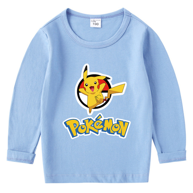 Długorękawowa koszulka z Pikachu dla dziewczynek i chłopców. Jesienny top bawełniany dla dzieci - Wianko - 10