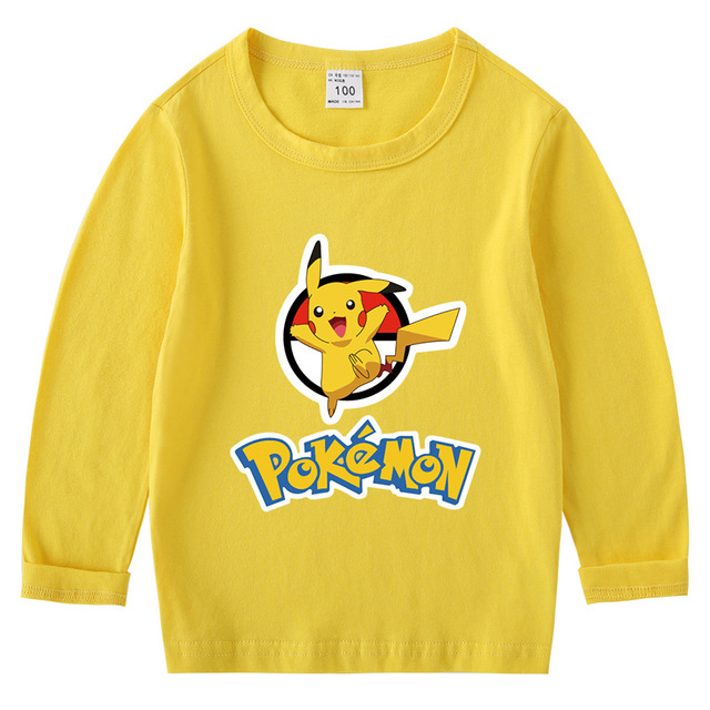 Długorękawowa koszulka z Pikachu dla dziewczynek i chłopców. Jesienny top bawełniany dla dzieci - Wianko - 12