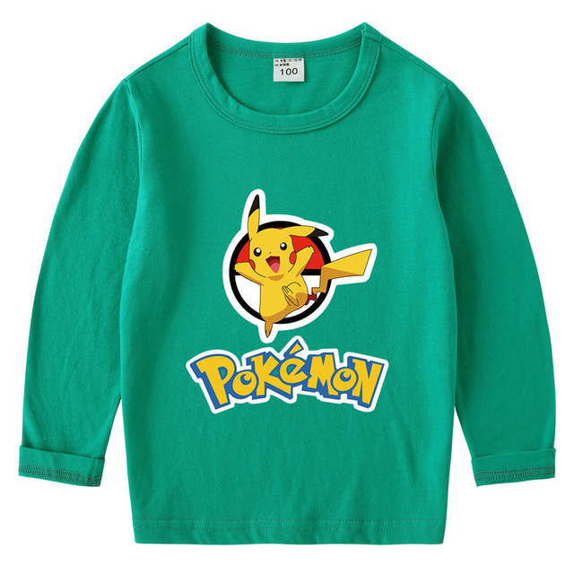 Długorękawowa koszulka z Pikachu dla dziewczynek i chłopców. Jesienny top bawełniany dla dzieci - Wianko - 7