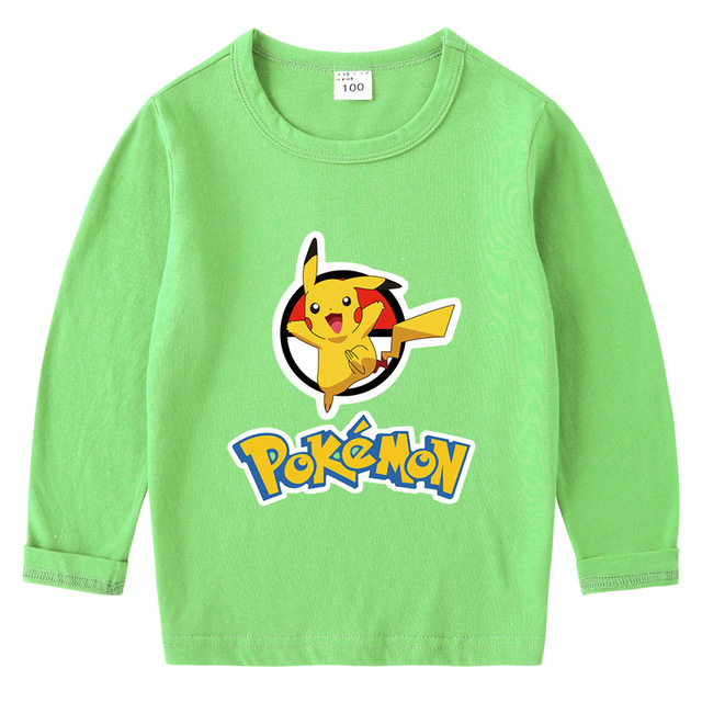 Długorękawowa koszulka z Pikachu dla dziewczynek i chłopców. Jesienny top bawełniany dla dzieci - Wianko - 11