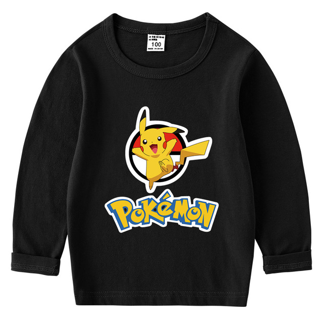 Długorękawowa koszulka z Pikachu dla dziewczynek i chłopców. Jesienny top bawełniany dla dzieci - Wianko - 4