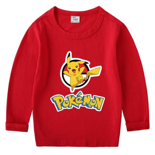 Długorękawowa koszulka z Pikachu dla dziewczynek i chłopców. Jesienny top bawełniany dla dzieci - Wianko - 13