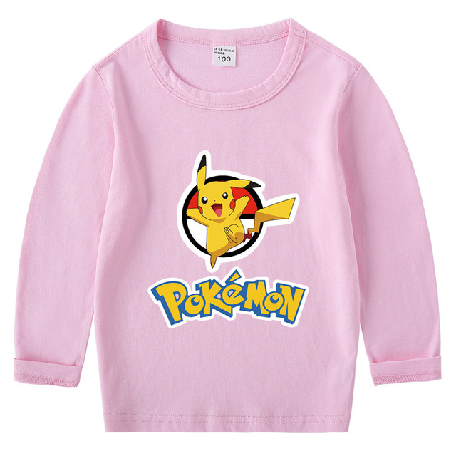 Długorękawowa koszulka z Pikachu dla dziewczynek i chłopców. Jesienny top bawełniany dla dzieci - Wianko - 5