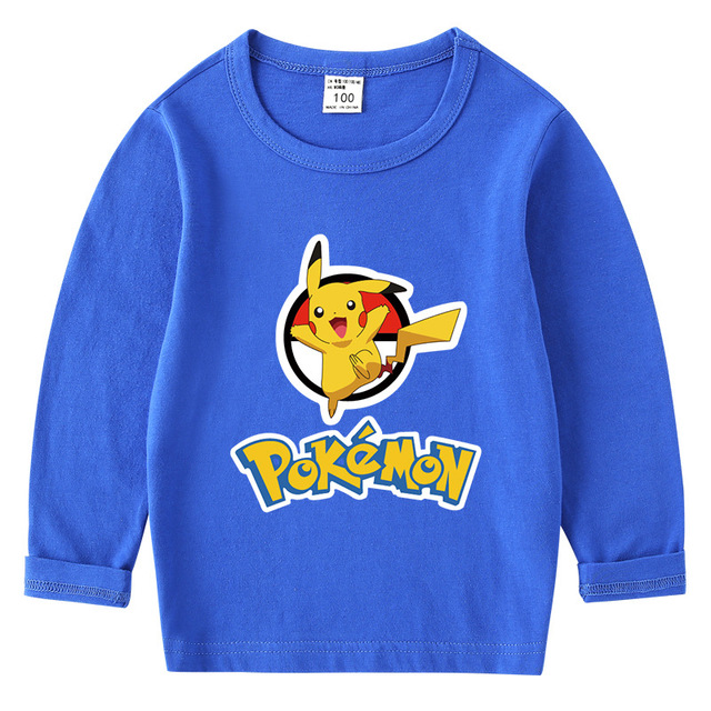 Długorękawowa koszulka z Pikachu dla dziewczynek i chłopców. Jesienny top bawełniany dla dzieci - Wianko - 14