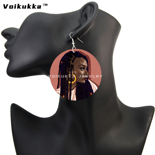 Kolczyki wiszące Voikukka - czarne, drewniane, afrykańskie, koło 6 cm, dla kobiet - Wianko - 11
