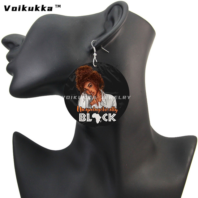 Kolczyki wiszące Voikukka - czarne, drewniane, afrykańskie, koło 6 cm, dla kobiet - Wianko - 17