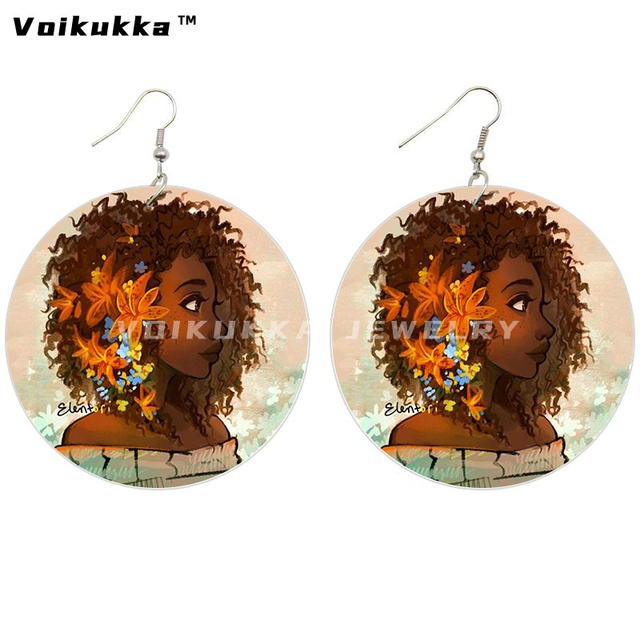 Kolczyki wiszące Voikukka - czarne, drewniane, afrykańskie, koło 6 cm, dla kobiet - Wianko - 12