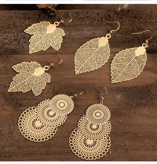 Kolczyki wiszące z mieszczącego się w Czechach pióra Tassel dla kobiet 2019 vintage złote liście Brincos biżuteria - gotowe! - Wianko - 4