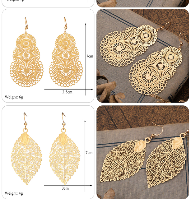 Kolczyki wiszące z mieszczącego się w Czechach pióra Tassel dla kobiet 2019 vintage złote liście Brincos biżuteria - gotowe! - Wianko - 3
