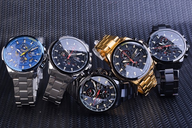 Zegarek męski mechaniczny Forsining Top marka, różowe złoto, koperta ze stali nierdzewnej, trzy tarcze, wielofunkcyjny biznesowy i sportowy automatyczny zegarek na rękę - Wianko - 9