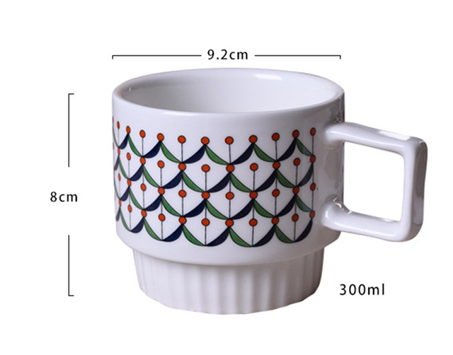 Kubek do kawy ceramiczny 300ml, styl Vintage, europejski, twórczy, śniadaniowy, prezenty, Boże Narodzenie - Wianko - 1
