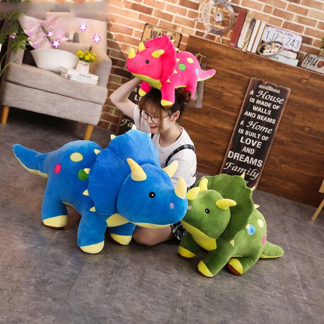 Realistyczna imitacja dinozaura - miękka pluszowa lalka Triceratops - model zwierzęcia dla chłopców - prezent urodzinowy dla dziecka - Wianko - 1