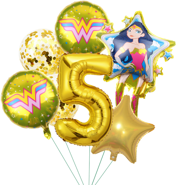 Balony z nadrukiem Super kobieta na przyjęcie urodzinowe - 7 sztuk, 32 calowe, Happy Birthday - Wianko - 5