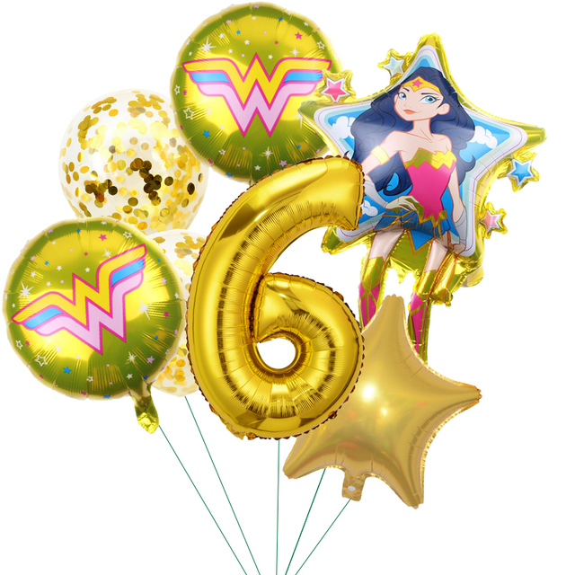 Balony z nadrukiem Super kobieta na przyjęcie urodzinowe - 7 sztuk, 32 calowe, Happy Birthday - Wianko - 6
