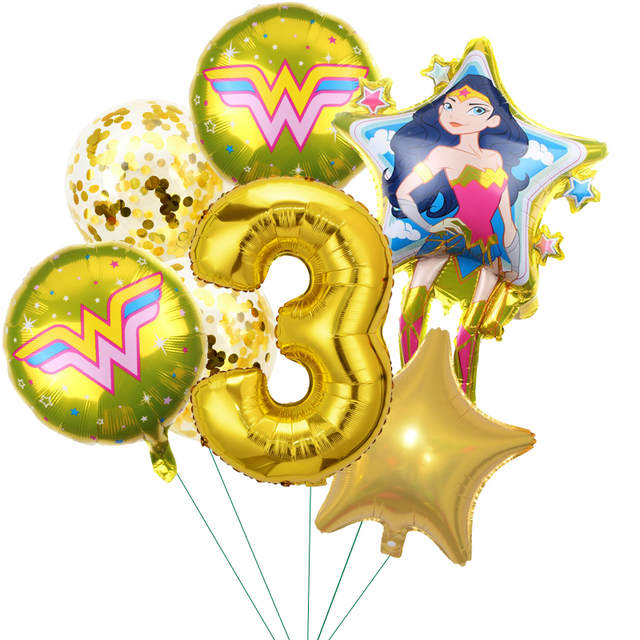 Balony z nadrukiem Super kobieta na przyjęcie urodzinowe - 7 sztuk, 32 calowe, Happy Birthday - Wianko - 3