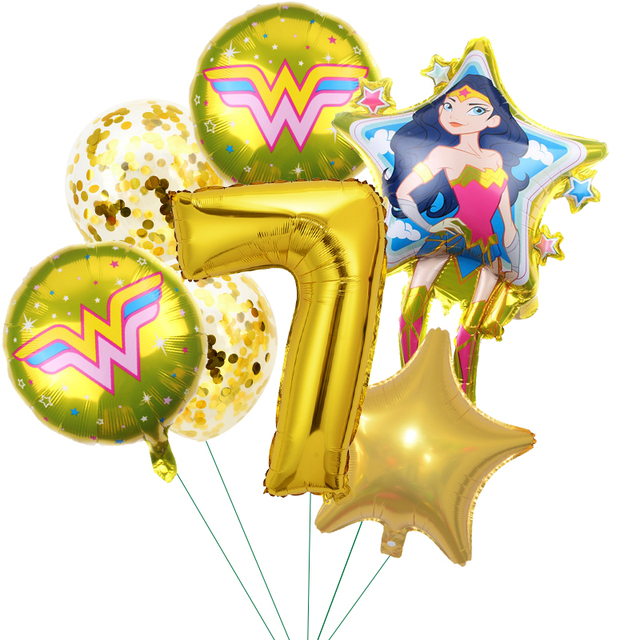 Balony z nadrukiem Super kobieta na przyjęcie urodzinowe - 7 sztuk, 32 calowe, Happy Birthday - Wianko - 7