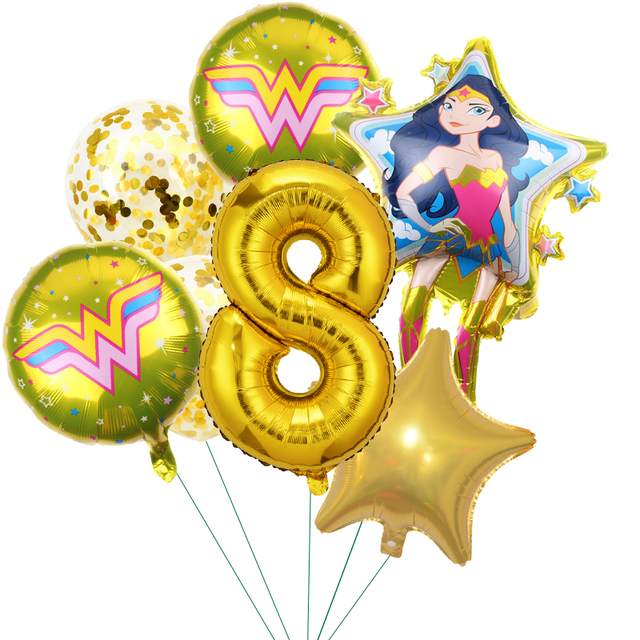 Balony z nadrukiem Super kobieta na przyjęcie urodzinowe - 7 sztuk, 32 calowe, Happy Birthday - Wianko - 8
