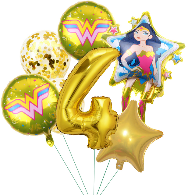 Balony z nadrukiem Super kobieta na przyjęcie urodzinowe - 7 sztuk, 32 calowe, Happy Birthday - Wianko - 4