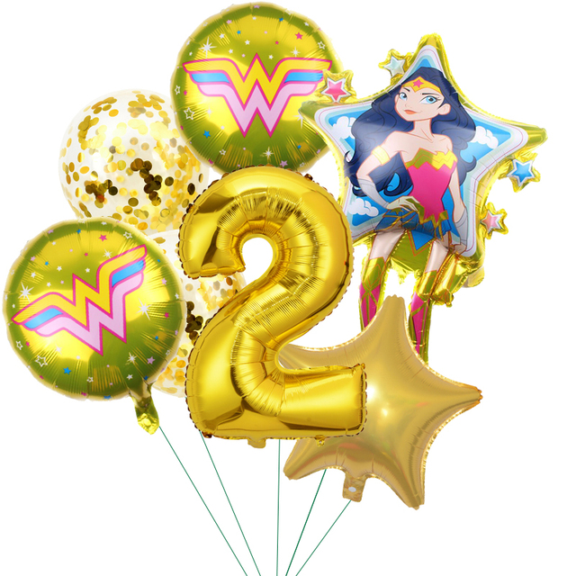Balony z nadrukiem Super kobieta na przyjęcie urodzinowe - 7 sztuk, 32 calowe, Happy Birthday - Wianko - 2