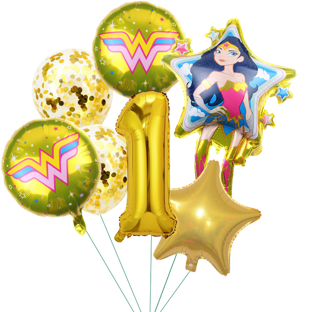 Balony z nadrukiem Super kobieta na przyjęcie urodzinowe - 7 sztuk, 32 calowe, Happy Birthday - Wianko - 1