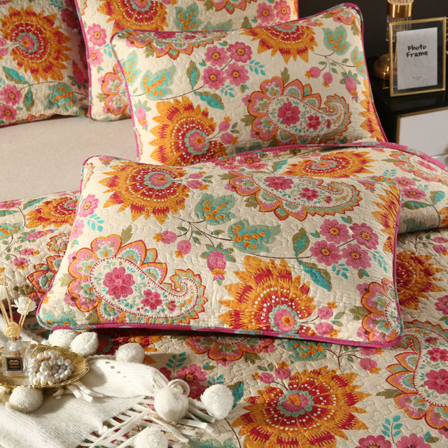 Narzuta bawełniana Chausub Floral Printed Twin 180x220cm na łóżko, pikowany koc na sofę - Wianko - 10