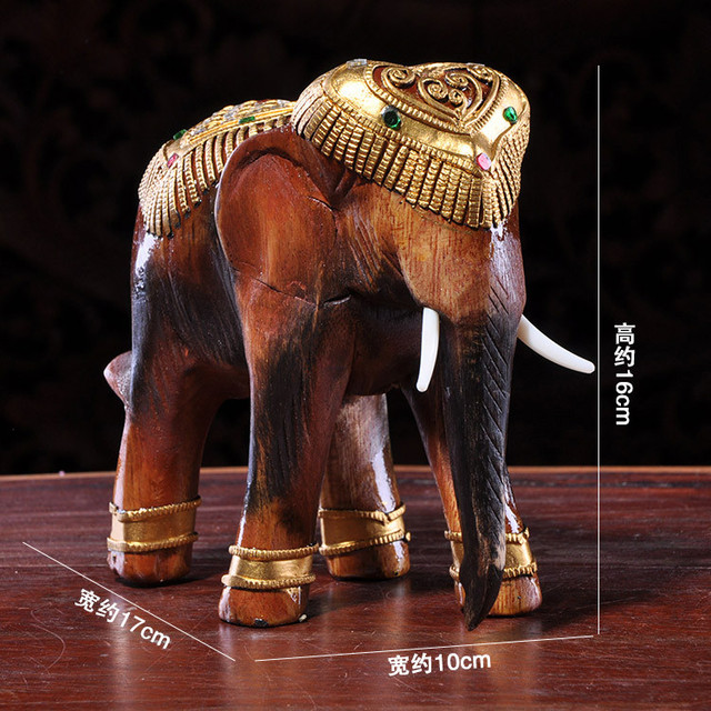 Ręcznie rzeźbiony drewniany słonik - ozdoba do dekoracji ust w stylu Tajlandii do domu i biura - Wianko - 4