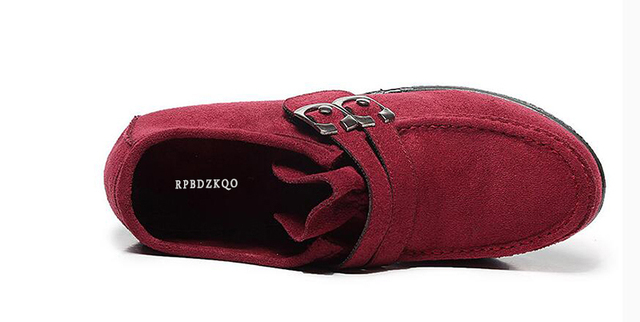 Damskie buty flats zamszowe w kolorze czarnym i czerwonym z gruba podeszwą i obcasem w ekskluzywnym chińskim projekcie - Wianko - 12