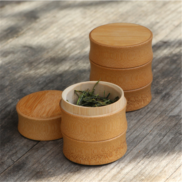 Prosta bambusowa butelka do przechowywania kuchnia - pojemnik na herbatę i przyprawy z okrągłą wieczką - Wianko - 1