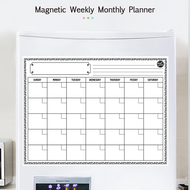Tablica magnetyczna kalendarz tygodniowy i miesięczny, do notatek i rysunków na ścianę lodówki - Wianko - 7