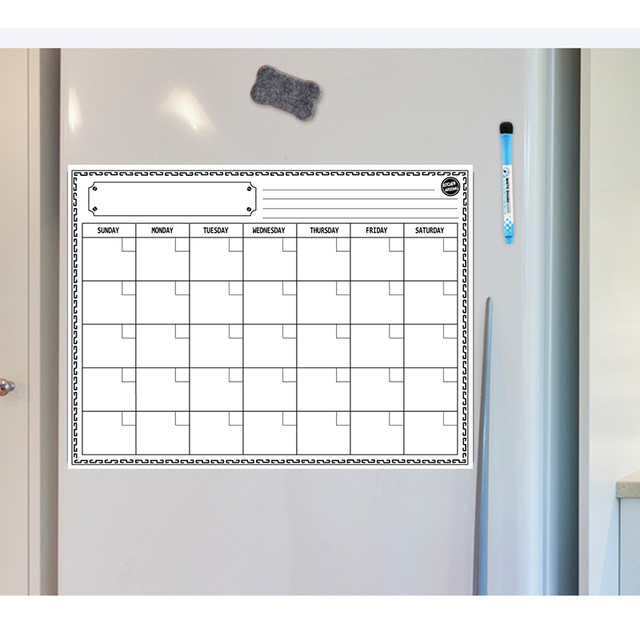 Tablica magnetyczna kalendarz tygodniowy i miesięczny, do notatek i rysunków na ścianę lodówki - Wianko - 1