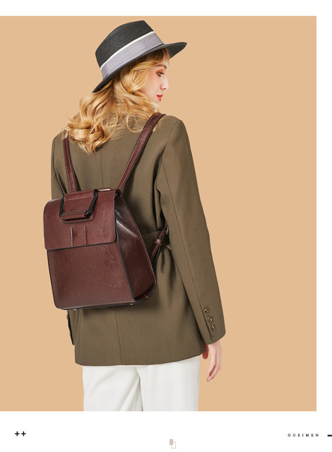 Vintage plecak damski z wysokiej jakości skóry - idealny na podróże i do szkoły - Wianko - 14