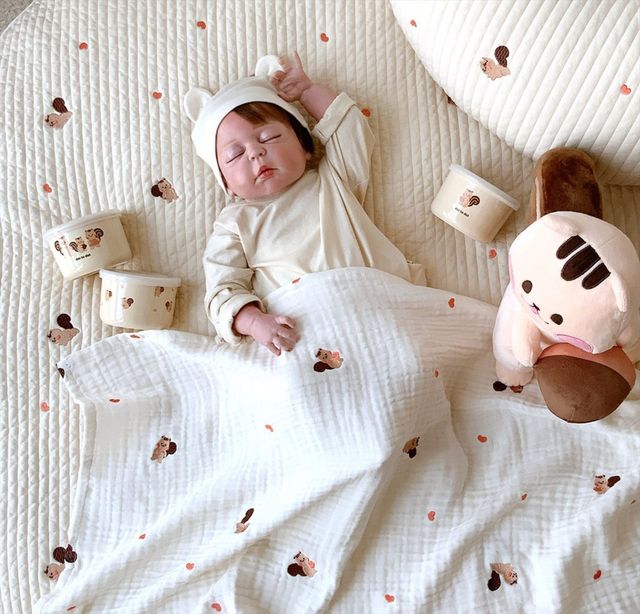 Mata podłogowa do zabaw dla dzieci 1182F - koreańska, nowa, okrągła, zdejmowana i zmywalna, pięknie haftowana, namiot dla niemowlęcia, dywan - Wianko - 17