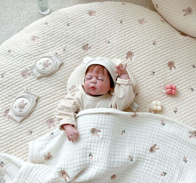 Mata podłogowa do zabaw dla dzieci 1182F - koreańska, nowa, okrągła, zdejmowana i zmywalna, pięknie haftowana, namiot dla niemowlęcia, dywan - Wianko - 10