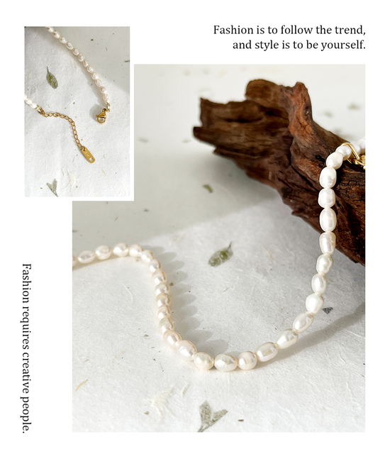 Naszyjnik z wisiorkiem Monlansher - Naturalne perły słodkowodne, stalowa inicjały, elegancki Vintage - biżuteria prezent 2021 - Wianko - 5