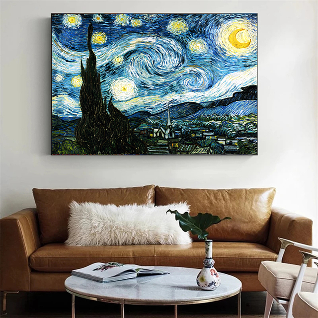 Obraz Van Gogh Gwiaździsta noc na płótnie - plakat z nadrukami, ozdoba wnętrza - Wianko - 4