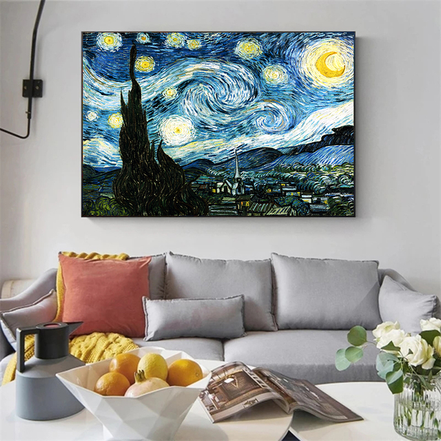 Obraz Van Gogh Gwiaździsta noc na płótnie - plakat z nadrukami, ozdoba wnętrza - Wianko - 5