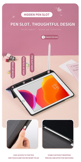Pokrowiec ochronny Smart Cover z uchwytem na ołówek silikonowy do iPada Air 4/2018/9.7/11/10.5/Mini 5/4 - Wianko - 4