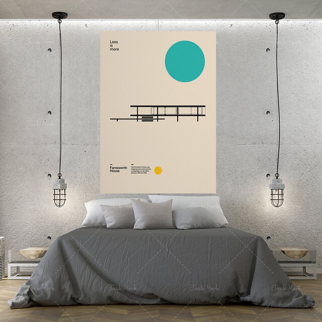 Plakat dom Farnsworth - projekt Ludwig Mies van der Rohe, minimalizm Bauhaus Design - Wianko - 5