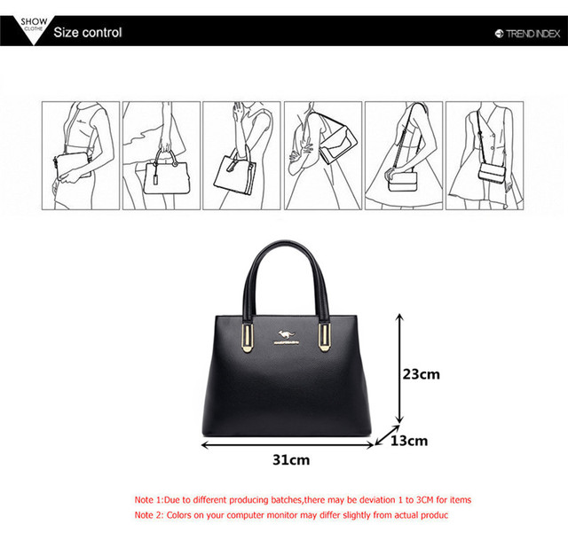 Wysokiej klasy czarna torebka damska na ramię z rączką - luksusowa, skórzana, typu Tote, marki projektant - Wianko - 2