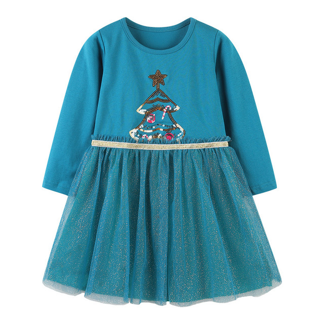 Sukienki cekinowe dla dziewczynek - jesienne ubrania z długim rękawem, koronkowy strój na przyjęcie bożonarodzeniowe, kostiumy jednorożca - Wianko - 5