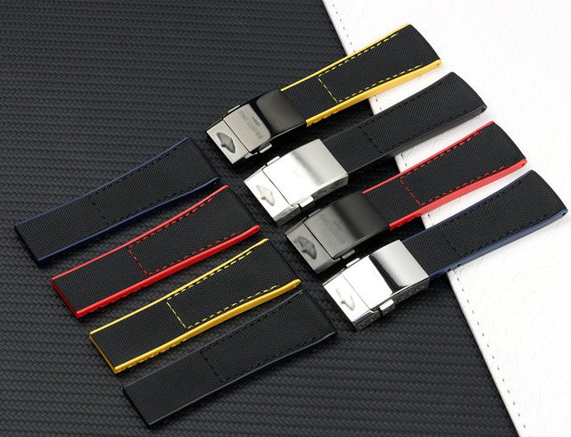 Zegarek nylonowy pasek do zegarków czarny czerwony Breitling NAVITIMER WORLD Avenger/Navitimer 22mm 24mm - Wianko - 8