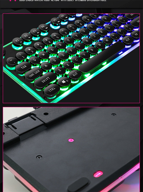 Klawiatura do gier IMice Pro z 104 klawiszami, wodoszczelna, podświetlanie RGB, mechaniczne wrażenie, przewodowa USB - Wianko - 7