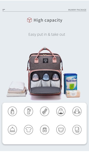 Lequen torba na pieluchy dla niemowląt - plecak wielofunkcyjny i składany wózek - stylowa, wodoodporna torba podróżna typu Drop Statek - Wianko - 5
