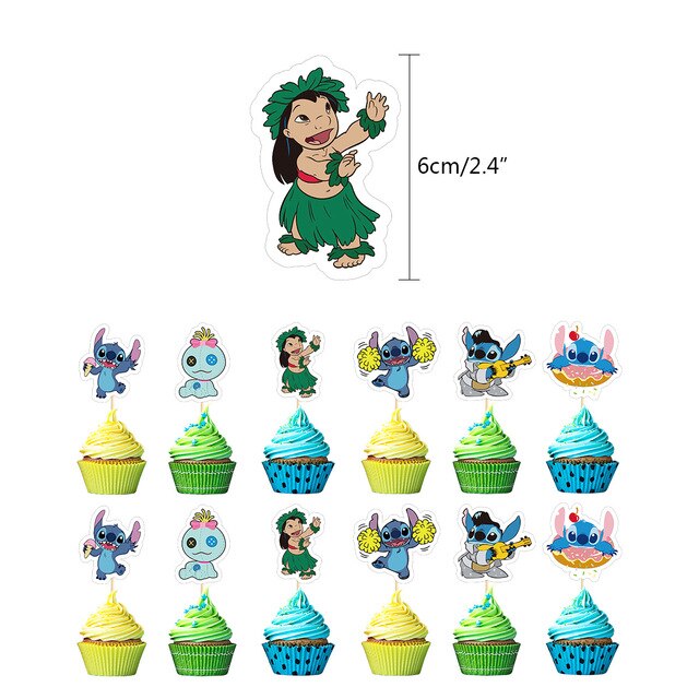 Dekoracja urodzinowa Disney Baby Lilo i Stitch - niebieski motyw dla dziewczyny i chłopca, balon, flaga i materiały eksploatacyjne - Wianko - 2