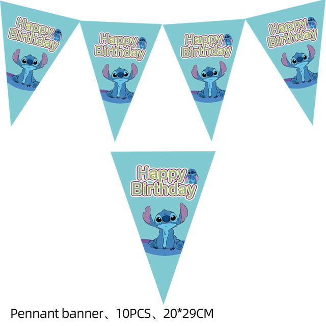 Dekoracja urodzinowa Disney Baby Lilo i Stitch - niebieski motyw dla dziewczyny i chłopca, balon, flaga i materiały eksploatacyjne - Wianko - 16