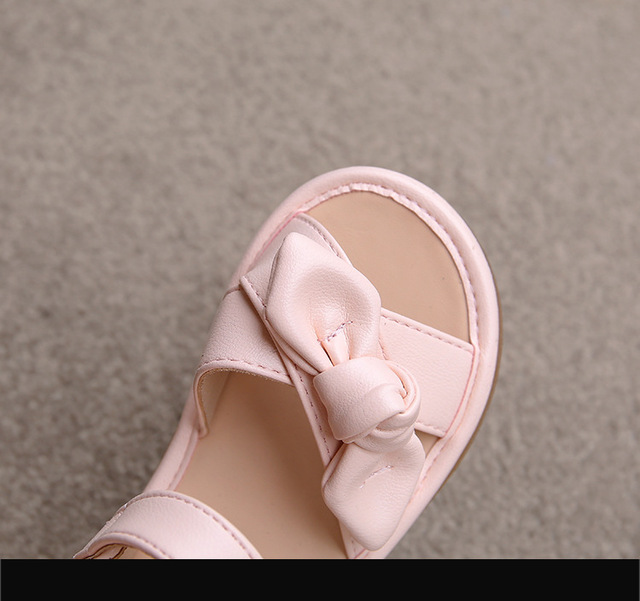 Dziecięce sandały czarne/beżowe z różową kokardką dla dziewczynek, rozmiar 21-30 - Wianko - 11