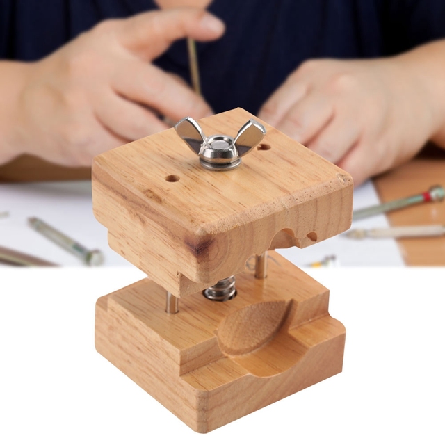 Drewniany zegarek - pojemnik do przechowywania i naprawy bloku imadła, zacisk do paska podstawowego, narzędzie zegarmistrzowskie - wymiana baterii - Wianko - 1