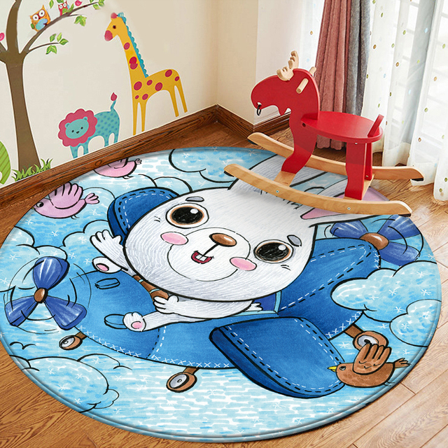 Dywanik dla dzieci - Nordic Kids Animal - Promocja 2022 - Okrągły miękki dywan flanelowy do sypialni, zabawy i antypoślizgowy - Wianko - 17