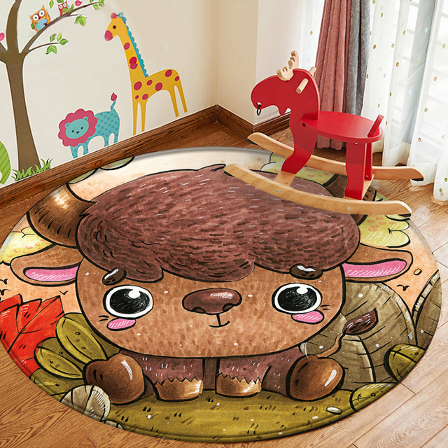 Dywanik dla dzieci - Nordic Kids Animal - Promocja 2022 - Okrągły miękki dywan flanelowy do sypialni, zabawy i antypoślizgowy - Wianko - 11