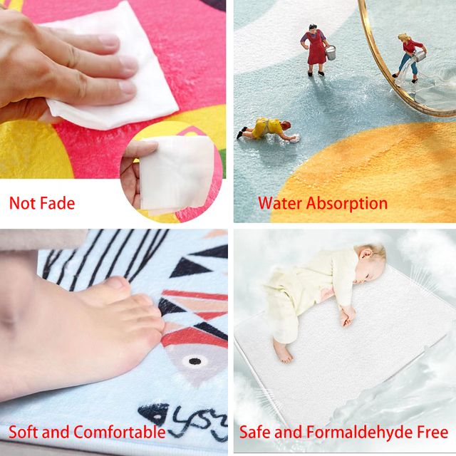 Dywanik dla dzieci - Nordic Kids Animal - Promocja 2022 - Okrągły miękki dywan flanelowy do sypialni, zabawy i antypoślizgowy - Wianko - 5